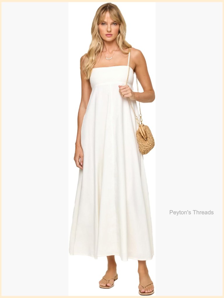 Cotton Maxi Dress With Adjustable Straps And Smocked Back